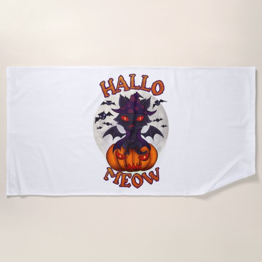 ハロウィンカボチャのカトウィン ビーチタオル (正面)