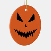 ハロウィンカボチャのジャックオランタン顔ブラックオレンジ セラミックオーナメント (右)