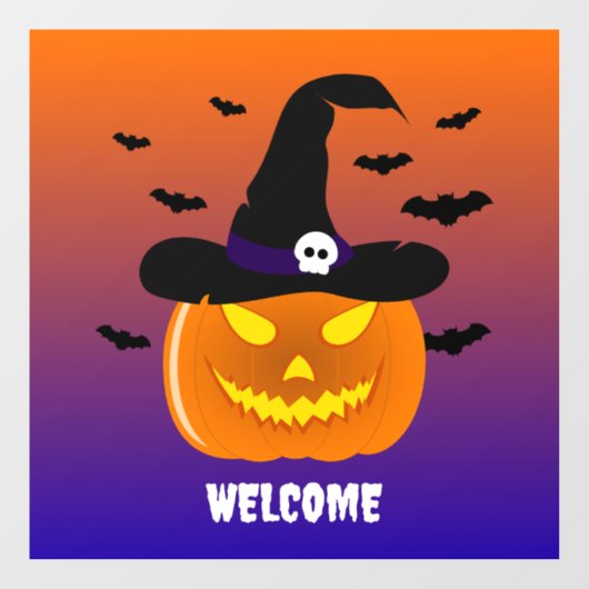 ハロウィンカボチャのジャックO'ランタンウィッチハット ウィンドウサイン (シート)