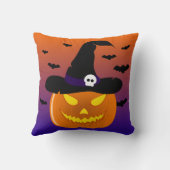 ハロウィンカボチャのジャックO'ランタンウィッチハット クッション (裏面)