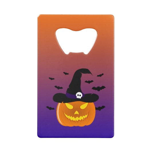 ハロウィンカボチャのジャックO'ランタンウィッチハット クレジットカード栓抜き (正面)