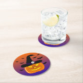 ハロウィンカボチャのジャックO'ランタンウィッチハット ラウンドペーパーコースター (インサイチュ)