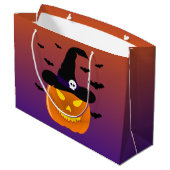 ハロウィンカボチャのジャックO'ランタンウィッチハット ラージペーパーバッグ (裏面アングル)
