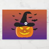 ハロウィンカボチャのジャックO'ランタンウィッチハット リキュールボトルラベル (シングルラベル)
