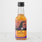 ハロウィンカボチャのジャックO'ランタンウィッチハット リキュールボトルラベル (正面)
