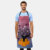 ハロウィンカボチャのジャックO'ランタンデッド・ツリー エプロン (着用した状態)