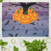 ハロウィンカボチャのジャックO'ランタンデッド・ツリー キッチンタオル (折り畳み)