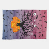 ハロウィンカボチャのジャックO'ランタンデッド・ツリー キッチンタオル (横)