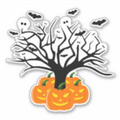 ハロウィンカボチャのジャックO'ランタンデッド・ツリー シール (正面)