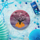 ハロウィンカボチャのジャックO'ランタンデッド・ツリー ペーパープレート (パーティー)