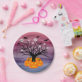 ハロウィンカボチャのジャックO'ランタンデッド・ツリー ペーパープレート (パーティー)