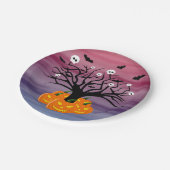 ハロウィンカボチャのジャックO'ランタンデッド・ツリー ペーパープレート (アングル)