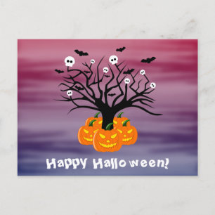 ハロウィンカボチャのジャックO'ランタンデッド・ツリー ポストカード