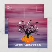 ハロウィンカボチャのジャックO'ランタンデッド・ツリー ポストカード (正面/裏面)