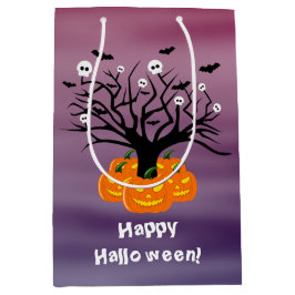 ハロウィンカボチャのジャックO'ランタンデッド・ツリー ミディアムペーパーバッグ