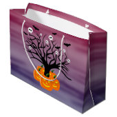 ハロウィンカボチャのジャックO'ランタンデッド・ツリー ラージペーパーバッグ (裏面アングル)