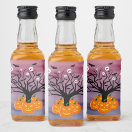 ハロウィンカボチャのジャックO'ランタンデッド・ツリー リキュールボトルラベル