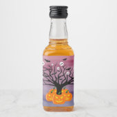 ハロウィンカボチャのジャックO'ランタンデッド・ツリー リキュールボトルラベル (正面)