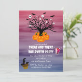 ハロウィンカボチャのジャックO'ランタンデッド・ツリー 招待状 (スタンド正面)