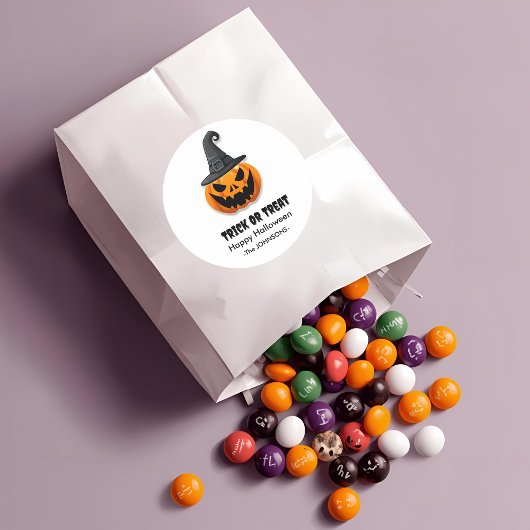 ハロウィンカボチャのステッカー – トリックまたはトリートデザイン ラウンドシール