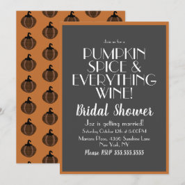 ハロウィンカボチャのスパイスとワインブライダルシャワー 招待状