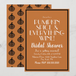 ハロウィンカボチャのスパイスとワインブライダルシャワー 招待状