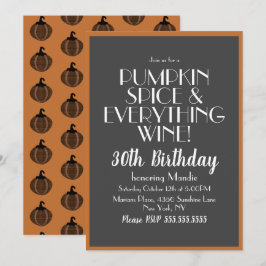 ハロウィンカボチャのスパイスとワイン30誕生日パーティー 招待状