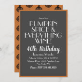 ハロウィンカボチャのスパイスとワイン40誕生日パーティー 招待状 (正面/裏面)