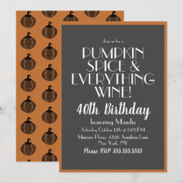 ハロウィンカボチャのスパイスとワイン40誕生日パーティー 招待状