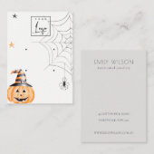 ハロウィンカボチャのスパイダーロゴ2イヤリングディスプレイ 名刺 (正面/裏面)