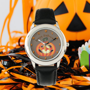 ハロウィンカボチャのトリックまたはトリートメント 腕時計