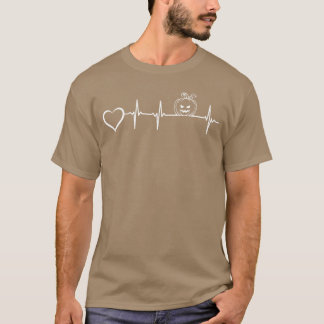 ハロウィンカボチャのハートビートとハートIハロウィーン Tシャツ