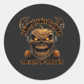 ハロウィンカボチャのモンスタートラック不気味Nig幽霊のよく出る ラウンドシール (正面)