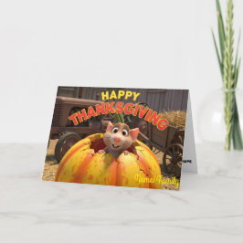 ハロウィンカボチャの中の可愛いネズミ - 感謝祭の幸せな農場 シーズンカード