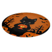 ハロウィンカボチャの可愛い黒猫 カッティングボード (角)