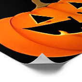 ハロウィンカボチャの可愛い黒猫 ポスター (角)