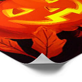 ハロウィンカボチャの可愛い黒猫 ポスター (角)