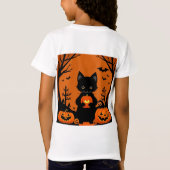 ハロウィンカボチャの可愛い黒猫 Tシャツ (裏面)