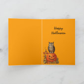 ハロウィンカボチャの夜型フクロウと紅葉 カード (内部)