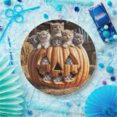 ハロウィンカボチャの子猫 ペーパープレート (パーティー)