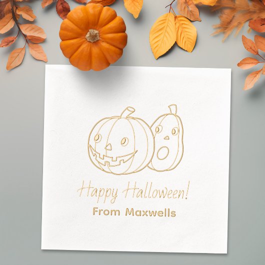 ハロウィンカボチャの家族の名前 箔ナプキン