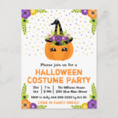 ハロウィンカボチャの衣装パーティー白はがき ポストカード (正面)