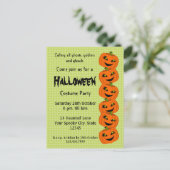 ハロウィンカボチャの衣装パーティー インビテーションポストカード (スタンド正面)