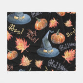 ハロウィンカボチャの魔女ハットパターン フリースブランケット (正面(横))