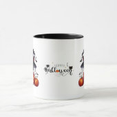 ハロウィンカボチャの黒い子猫 マグカップ (中央)