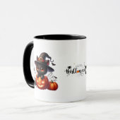 ハロウィンカボチャの黒い子猫 マグカップ (正面左)