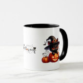 ハロウィンカボチャの黒い子猫 マグカップ (正面右)