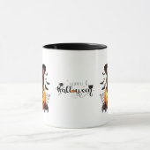 ハロウィンカボチャの黒い子猫 マグカップ (中央)