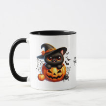ハロウィンカボチャの黒い子猫