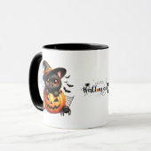 ハロウィンカボチャの黒い子猫 マグカップ (正面左)